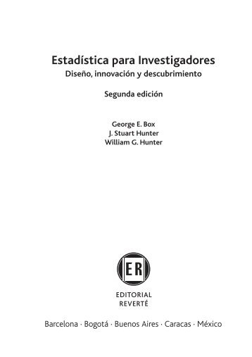 Estadística para Investigadores - Editorial Reverte