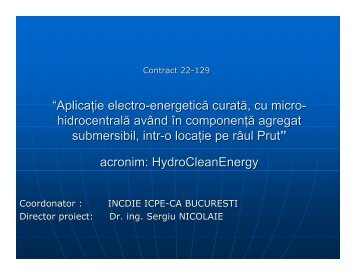 Aplicatie electro-energetica curata, intr-o locatie pe - CNMP