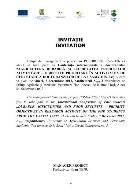 Programul conferinţei - Ion Ionescu de la Brad