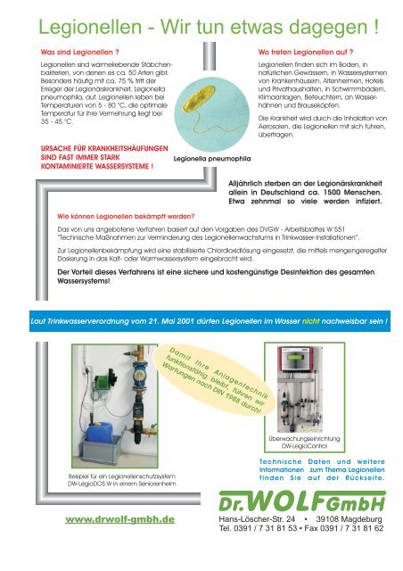 Legionellen - Wir tun etwas dagegen ! - Dr. Wolf GmbH, Magdeburg