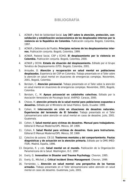 Protección de la salud mental en situaciones de desastres y emergencias