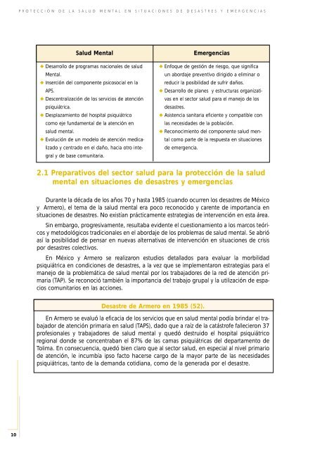 Protección de la salud mental en situaciones de desastres y emergencias