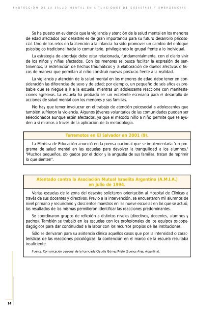 Protección de la salud mental en situaciones de desastres y emergencias