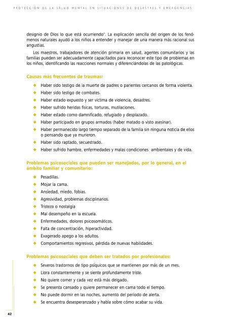 Protección de la salud mental en situaciones de desastres y emergencias