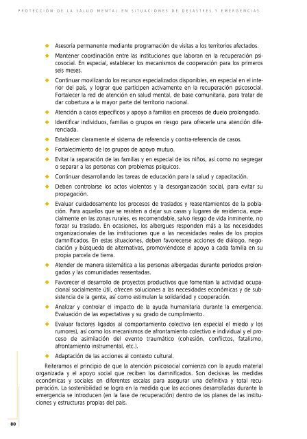 Protección de la salud mental en situaciones de desastres y emergencias