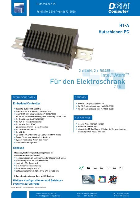 DSM®Computer 96M1670-Z510 Hutschienen PC  