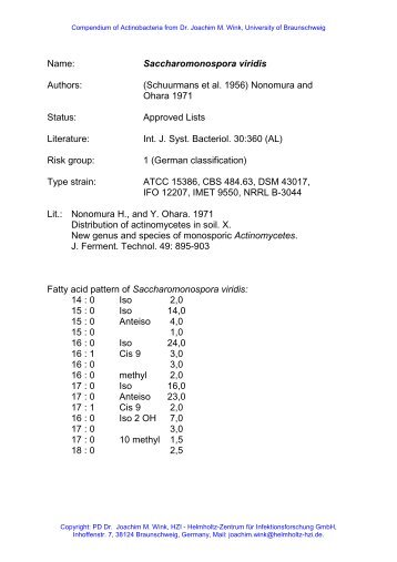 Name: Saccharomonospora viridis Authors: (Schuurmans et al ...