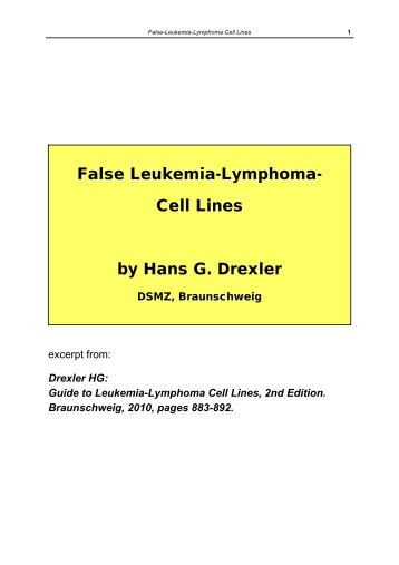 False Leukemia-Lymphoma- Cell Lines by Hans G. Drexler - DSMZ