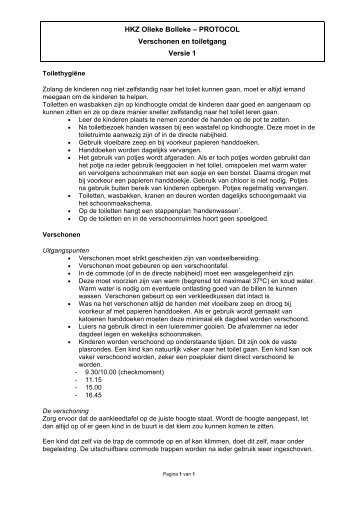 Protocol hygiene toilet en verschonen - Olleke Bolleke