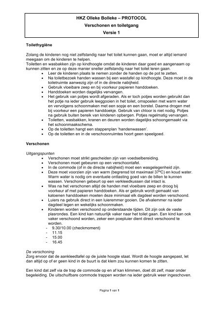 Protocol Hygiene Toilet En Verschonen Olleke Bolleke