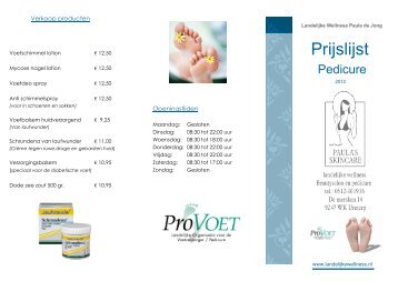 prijslijst pedicure blauw - Landelijke Wellness Paula de Jong