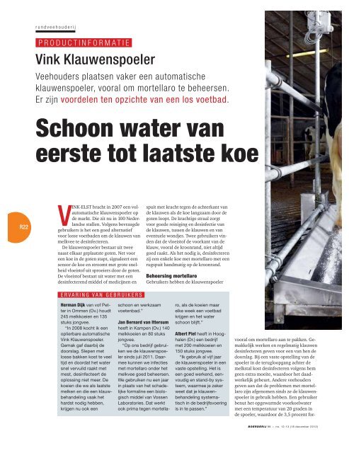 Nieuwheid Buitenland voorzetsel Schoon water van eerste tot laatste koe - Boerentaal