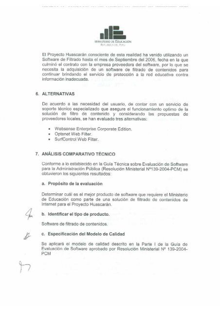 informe técnico - Ministerio de Educación