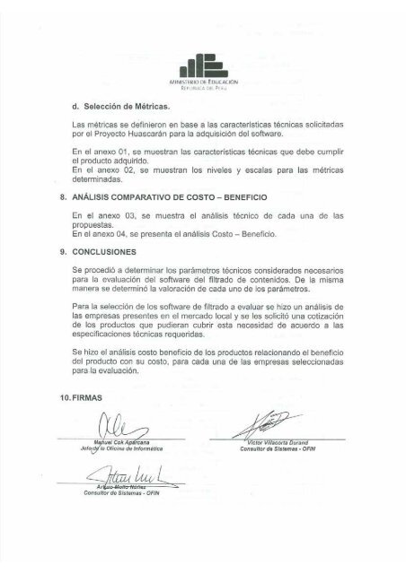 informe técnico - Ministerio de Educación