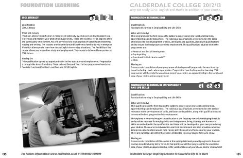 CALDERDALE COLLEgE 2012/13