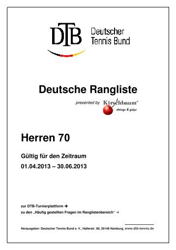 Deutsche Rangliste Herren 70 - Deutscher Tennis Bund