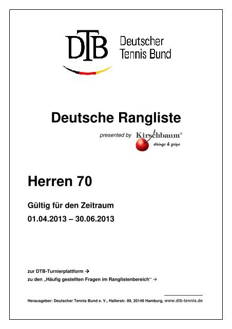 Deutsche Rangliste Herren 70 - Deutscher Tennis Bund
