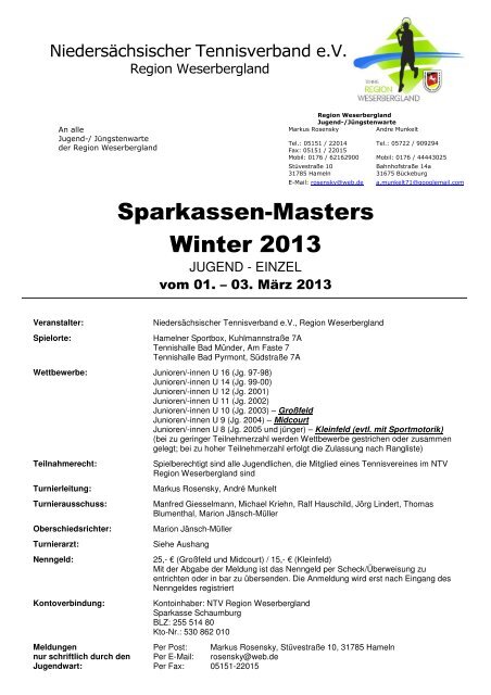 Sparkassen-Masters Winter 2013 - Deutscher Tennisverein Hameln