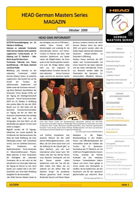 HEAD-GMS-Newsletter 10/2009 - Deutscher Tennis Bund