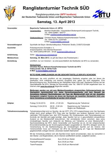 Ausschreibung - Deutsche Taekwondo Union