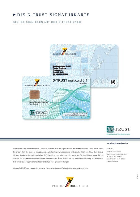 Produktblatt D-TRUST card - Bundesdruckerei GmbH