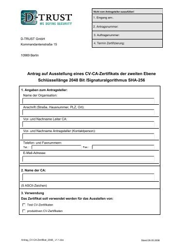 Antrag CV-CA-Zertifikat 2048/SHA-256 - D-Trust