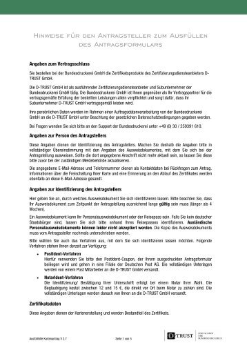 Antrag für Zertifikatsprodukte (Ausfüllhilfe) - Bundesdruckerei GmbH