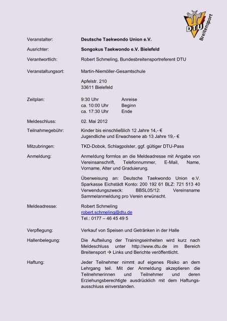 Bundesbreitensportlehrgang - Deutsche Taekwondo Union