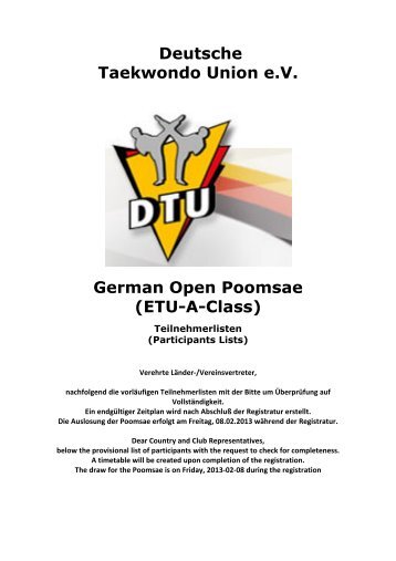 German Open Poomsae 2013 - Deutsche Taekwondo Union