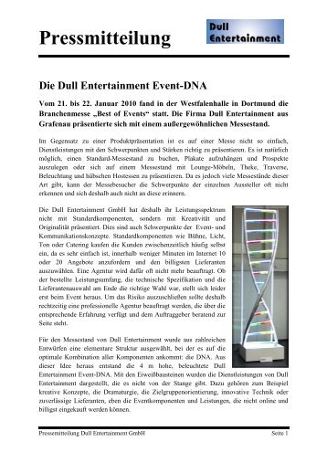 Pressemitteilung - Event-DNAx - Dull Entertainment GmbH