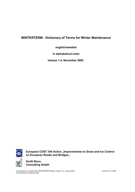 WINTERTERM - Dictionary of Terms for Winter Maintenance