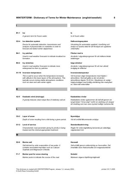 WINTERTERM - Dictionary of Terms for Winter Maintenance