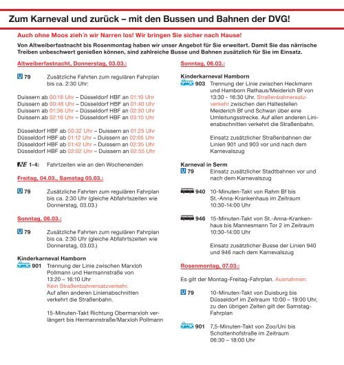 Sonderfahrplan - DVG Duisburger Verkehrsgesellschaft AG