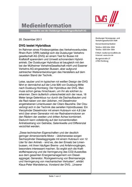 Diese Medieninformation als PDF (82 KB) - DVG  Duisburger ...