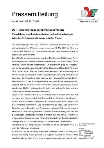 Pressemeldung im pdf-Format - Deutscher Verband Tiernahrung eV