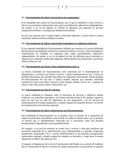 El fraccionamiento indebido en las contrataciones del Estado