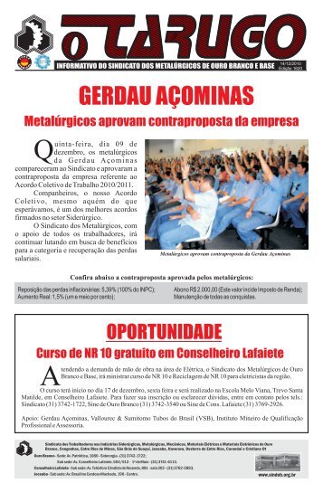 Edição Nº 1620 - Sindicato dos Metalúrgicos de Ouro Branco e ...