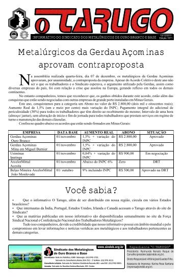 Metalúrgicos da Gerdau Açominas aprovam contraproposta Você ...