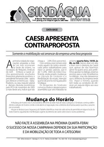 CAESB APRESENTA CONTRAPROPOSTA - Sindágua-DF