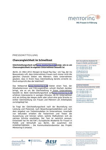 Chancengleichheit im Schnelltest - EAF