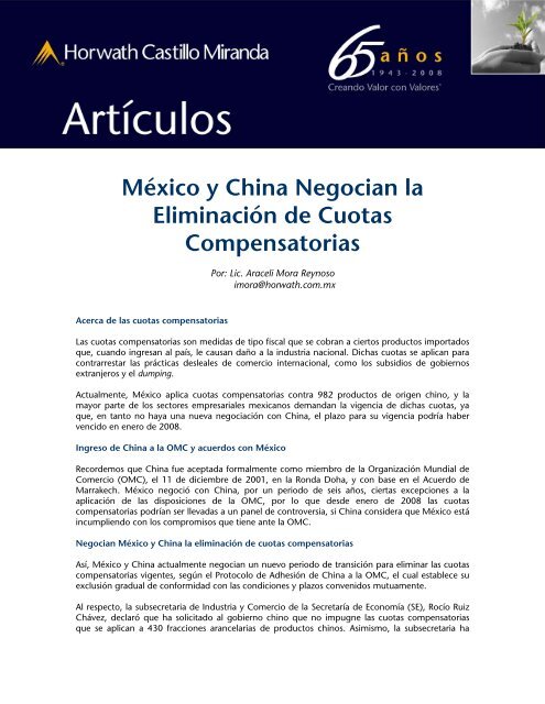 México y China Negocian la Eliminación de Cuotas ... - BDO México