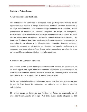 Capítulo 1. Antecedentes. 1.1 La Subestación de Bomberos. Una ...