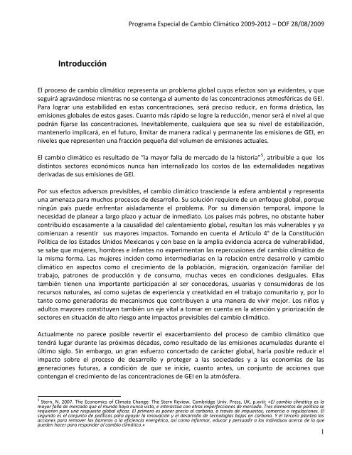 Programa Especial de Cambio Climático 2009-2012 - Semarnat