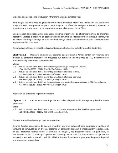 Programa Especial de Cambio Climático 2009-2012 - Semarnat