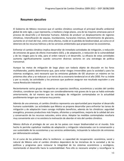 Programa Especial de Cambio Climático 2009-2012 - Semarnat