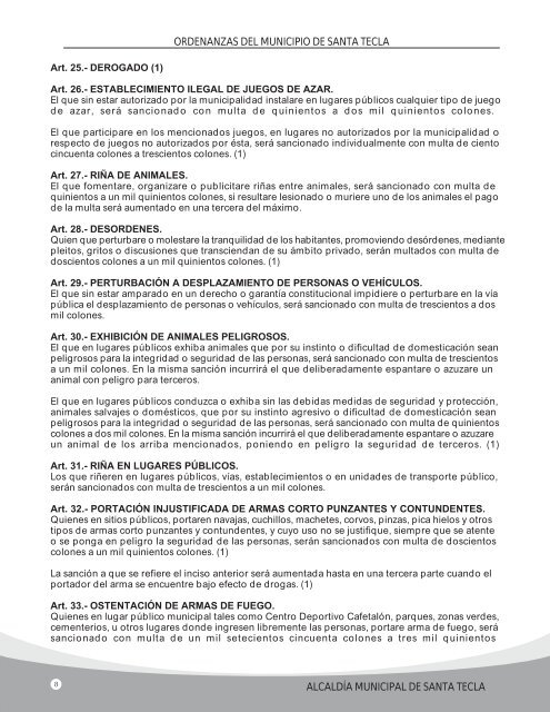 Ordenanza Contravencional del Municipio de Santa Tecla ...