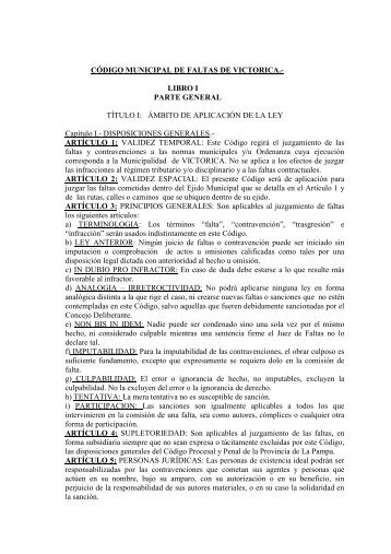 descargar codigo municipal de faltas - Municipalidad de Victorica