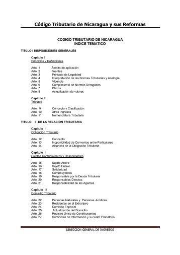 Código Tributario de Nicaragua y sus Reformas - Dirección General ...