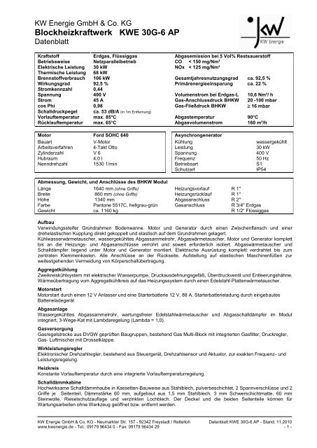 Blockheizkraftwerk KWE 30G-6 AP