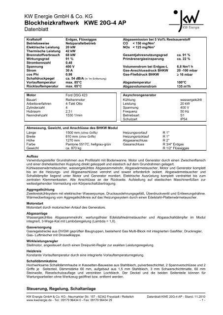 Blockheizkraftwerk KWE 20G-4 AP